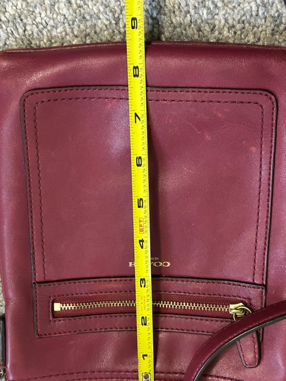 Coach Leather Crossbody Bag in Burgundy - Picture 9 of 10